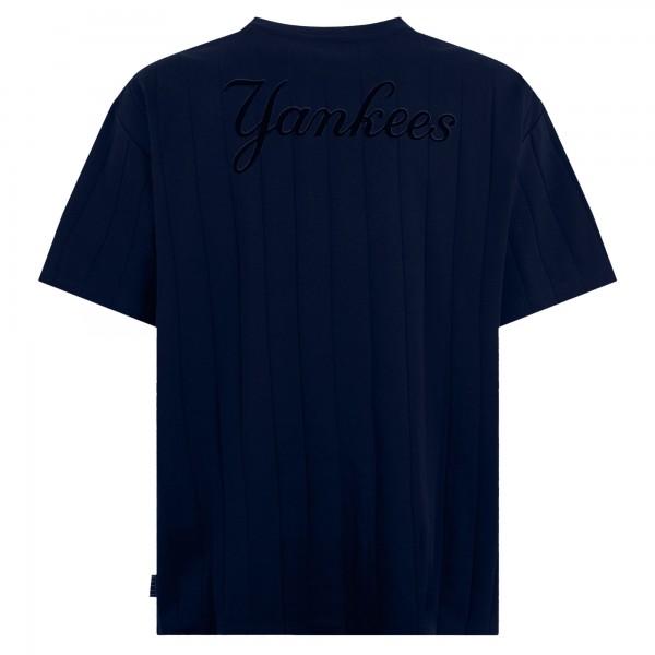 New York Yankees x AC Milan Navy Vertical Ribbed Script T-Shirt