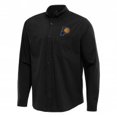 Indiana Pacers Antigua Black Flight Woven Tri-Blend Long Sleeve Button-Down Shirt