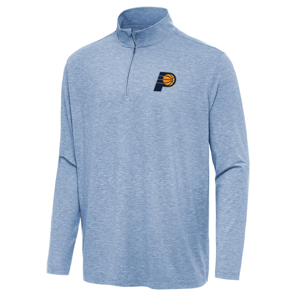 Indiana Pacers Antigua Heather Aqua Hunk Quarter-Zip Top