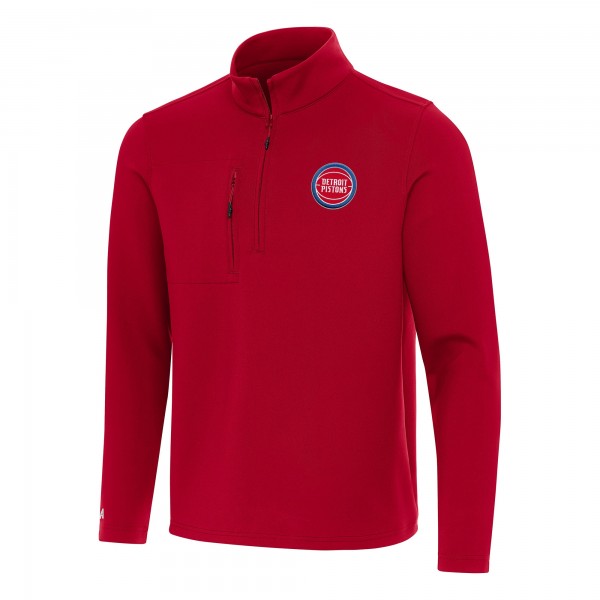 Detroit Pistons Antigua Red Insider Quarter-Zip Top