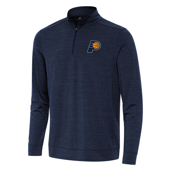 Indiana Pacers Antigua Heather Navy Bright Quarter-Zip Top