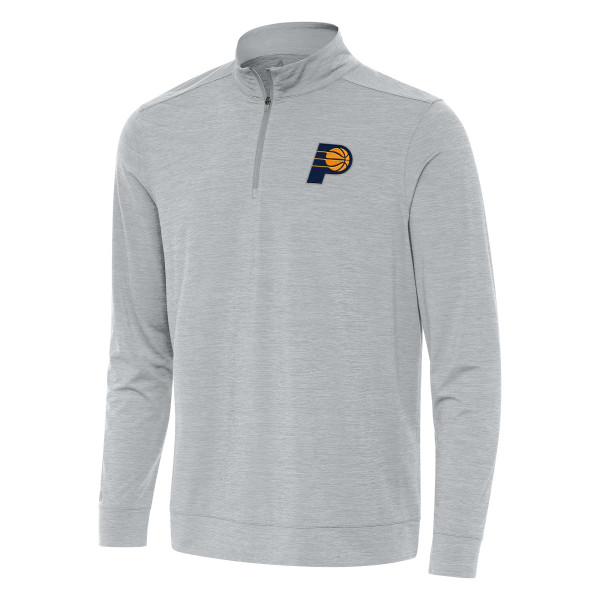 Indiana Pacers Antigua Heather Gray Bright Quarter-Zip Top