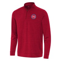 Detroit Pistons Antigua Heather Red Bright Quarter-Zip Top