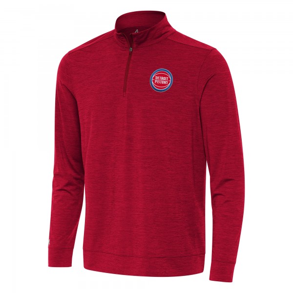 Detroit Pistons Antigua Heather Red Bright Quarter-Zip Top