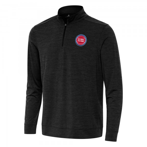 Detroit Pistons Antigua Heather Black Bright Quarter-Zip Top