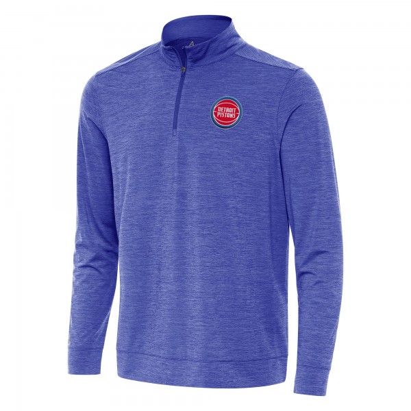 Detroit Pistons Antigua Heather Royal Bright Quarter-Zip Top