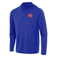 Detroit Pistons Antigua Heather Royal Tidy Quarter-Zip Hoodie