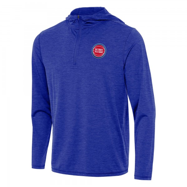 Detroit Pistons Antigua Heather Royal Tidy Quarter-Zip Hoodie