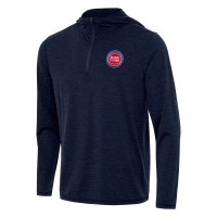 Detroit Pistons Antigua Heather Navy Tidy Quarter-Zip Hoodie
