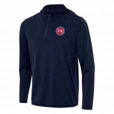 Detroit Pistons Antigua Heather Navy Tidy Quarter-Zip Hoodie