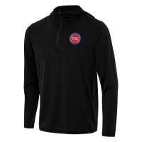 Detroit Pistons Antigua Heather Black Tidy Quarter-Zip Hoodie
