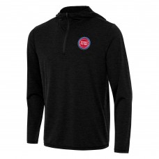 Detroit Pistons Antigua Heather Black Tidy Quarter-Zip Hoodie
