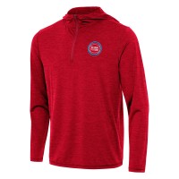 Detroit Pistons Antigua Heather Red Tidy Quarter-Zip Hoodie