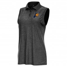 Женская Indiana Pacers Antigua Heather Black Recap Sleeveless Polo