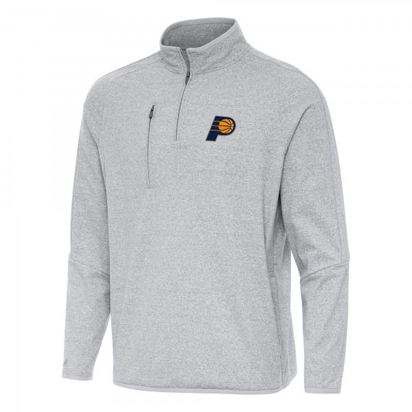 Indiana Pacers Antigua Heather Gray Certain Quarter-Zip Tri-Blend Sweatshirt
