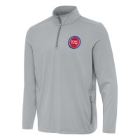 Detroit Pistons Antigua Gray Perilous Quarter-Zip Sweatshirt