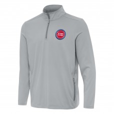 Detroit Pistons Antigua Gray Perilous Quarter-Zip Sweatshirt