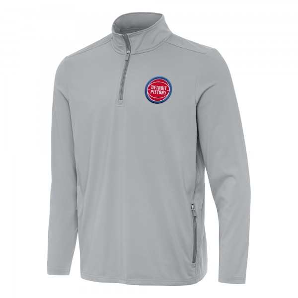 Detroit Pistons Antigua Gray Perilous Quarter-Zip Sweatshirt