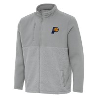 Indiana Pacers Antigua Gray Daily Fused Full-Zip Jacket