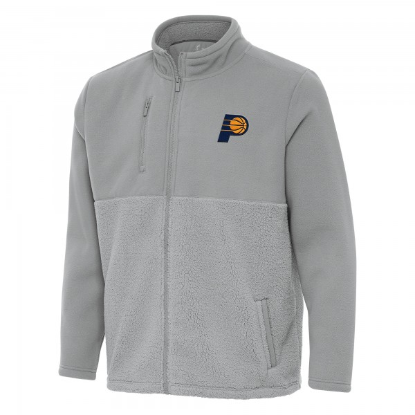 Indiana Pacers Antigua Gray Daily Fused Full-Zip Jacket