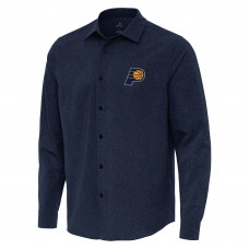 Indiana Pacers Antigua Navy Exposure Woven Long Sleeve Button-Up Shirt