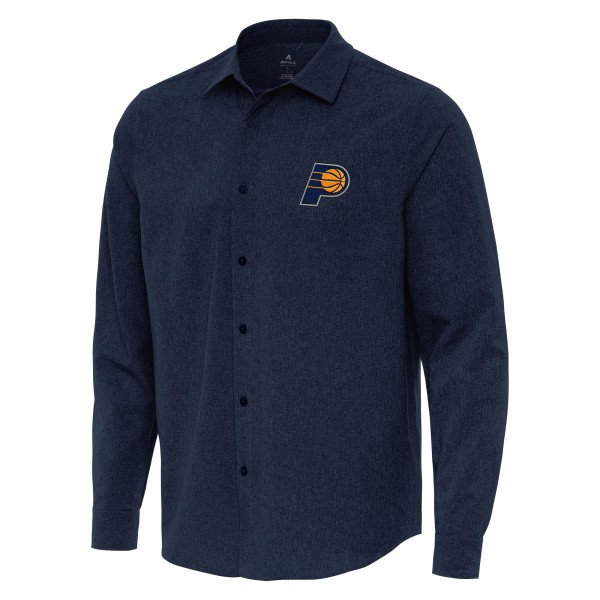 Indiana Pacers Antigua Navy Exposure Woven Long Sleeve Button-Up Shirt