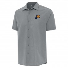Indiana Pacers Antigua Gray Activate Woven Short Sleeve Button-Up Shirt