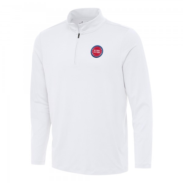 Detroit Pistons Antigua White Reprocess Quarter-Zip Top