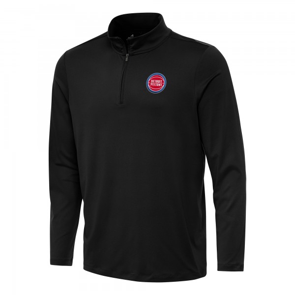 Detroit Pistons Antigua Black Reprocess Quarter-Zip Top