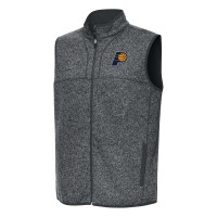 Indiana Pacers Antigua Heather Charcoal Fortune Full-Zip Vest