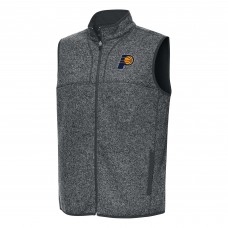 Indiana Pacers Antigua Heather Charcoal Fortune Full-Zip Vest