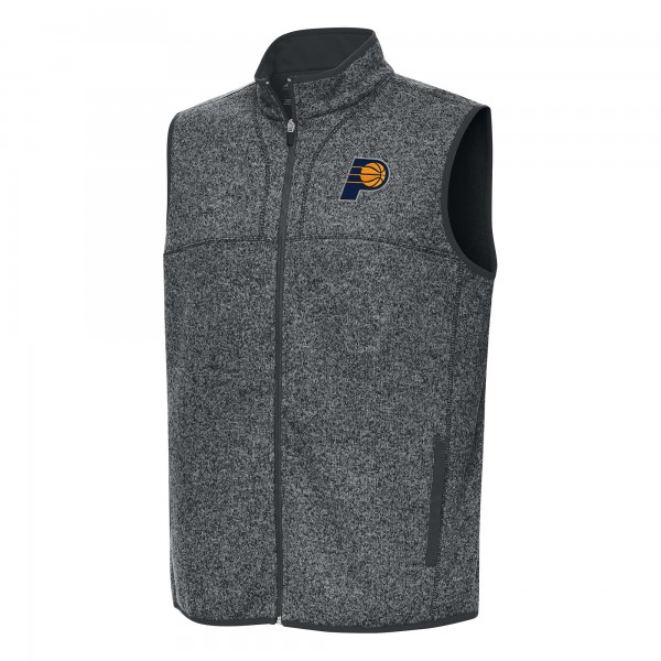 Indiana Pacers Antigua Heather Charcoal Fortune Full-Zip Vest