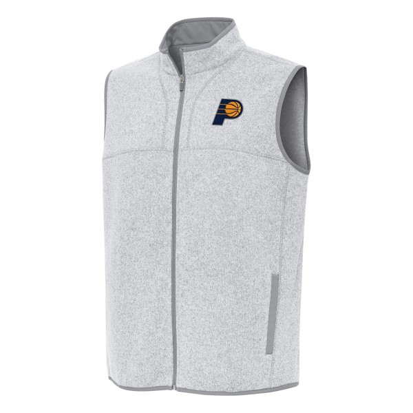 Indiana Pacers Antigua Heather Gray Fortune Full-Zip Vest