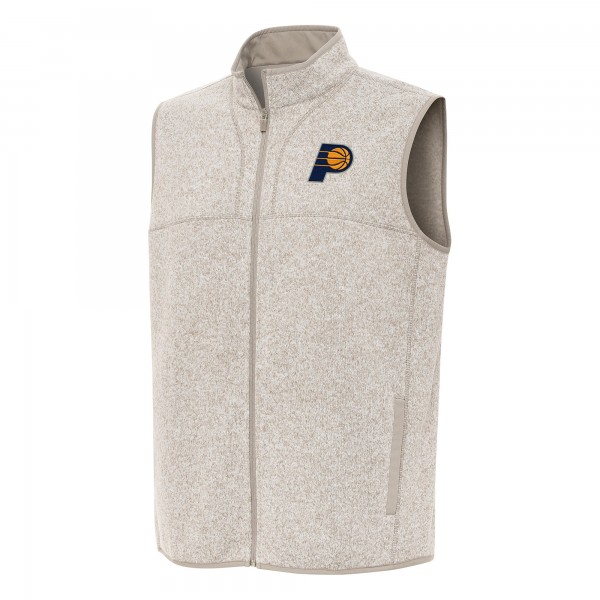 Indiana Pacers Antigua Oatmeal Fortune Full-Zip Vest
