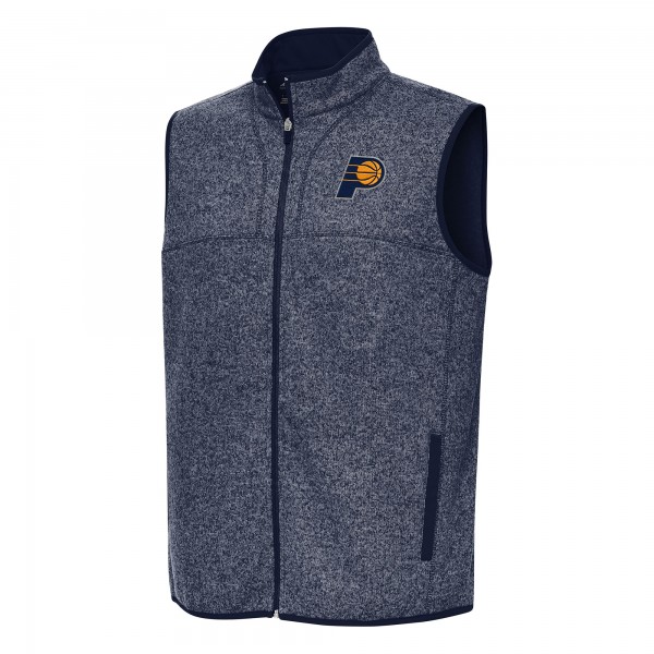 Indiana Pacers Antigua Heather Navy Fortune Full-Zip Vest