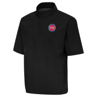 Detroit Pistons Antigua Black Brisk Quarter-Zip Windbreaker