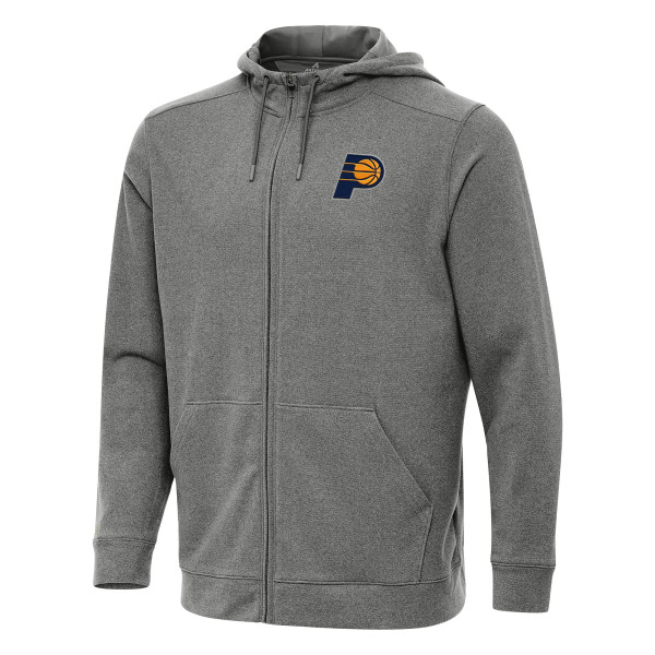 Indiana Pacers Antigua Heather Charcoal Effortless Full-Zip Hoodie Jacket