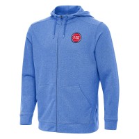 Detroit Pistons Antigua Heather Blue Effortless Full-Zip Hoodie Jacket