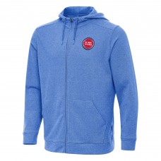 Detroit Pistons Antigua Heather Blue Effortless Full-Zip Hoodie Jacket