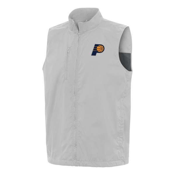 Indiana Pacers Antigua Heather Gray Brisk Full-Zip Vest