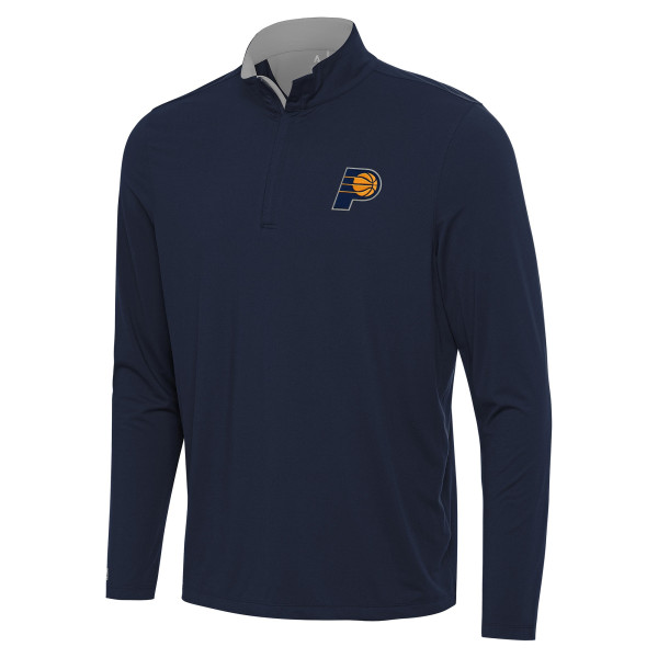 Indiana Pacers Antigua Navy/Gray Content Quarter-Zip Top