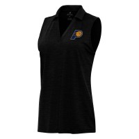 Женская Indiana Pacers Antigua Heather Black Layout Sleeveless V-Neck Polo