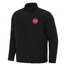 Detroit Pistons Antigua Black Swelter Full-Zip Puffer Jacket