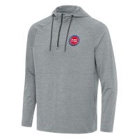 Detroit Pistons Antigua Heather Gray Spikes Raglan Quarter-Zip Hoodie