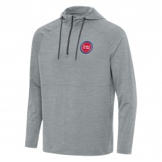 Detroit Pistons Antigua Heather Gray Spikes Raglan Quarter-Zip Hoodie