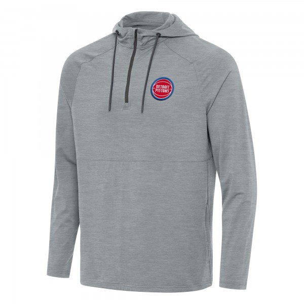 Detroit Pistons Antigua Heather Gray Spikes Raglan Quarter-Zip Hoodie