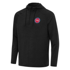 Detroit Pistons Antigua Heather Black Spikes Raglan Quarter-Zip Hoodie