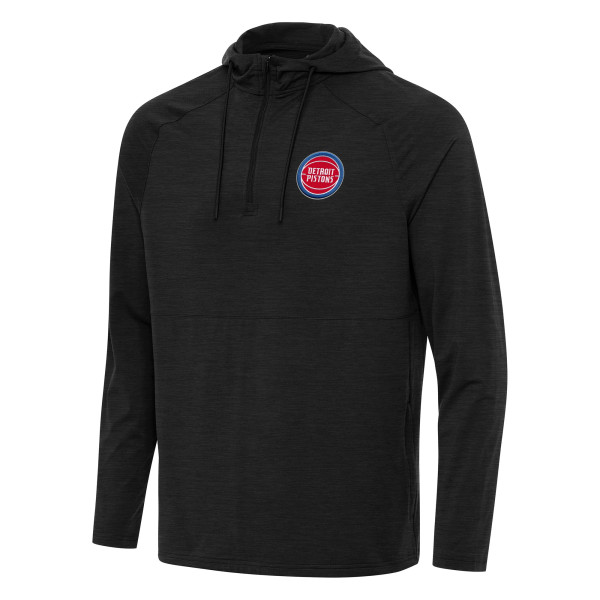 Detroit Pistons Antigua Heather Black Spikes Raglan Quarter-Zip Hoodie