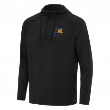 Indiana Pacers Antigua Heather Black Spikes Raglan Quarter-Zip Hoodie