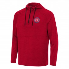 Detroit Pistons Antigua Heather Red Spikes Raglan Quarter-Zip Hoodie